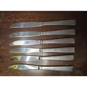 Set of 6 Vintage World Tableware Stainless Steel Butter Knives Flatware